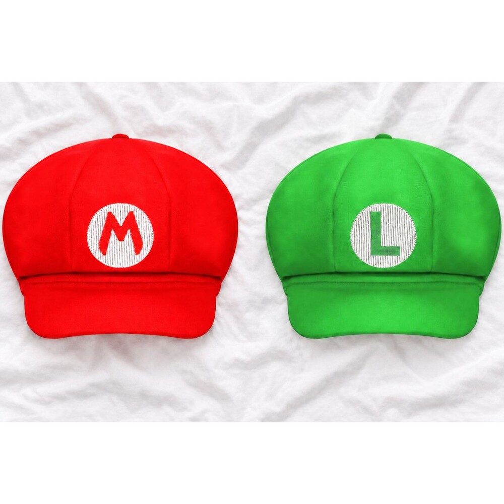 Mario & Luigi Red Green M L Costume Hats Pair Adjustable Halloween Cosplay New
